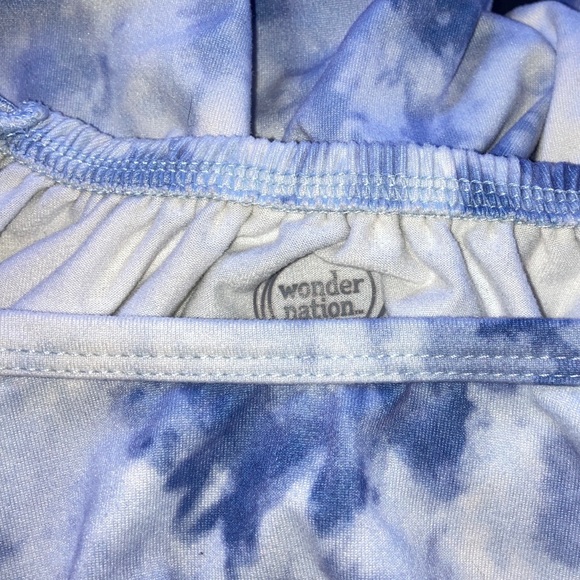 Wonder Nation Blue Tie Dye PomPom Ric Rac Short Sleeved Top/Coverup Size Med 7/8 - Picture 6 of 12